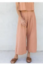 Olympie | Pleated Cotton Linen Culottes