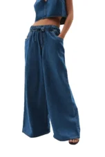 Mariange | Drawstring Wide Leg Denim Jeans