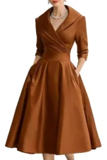 Antonia | Satin Lapel Collar Evening Dress
