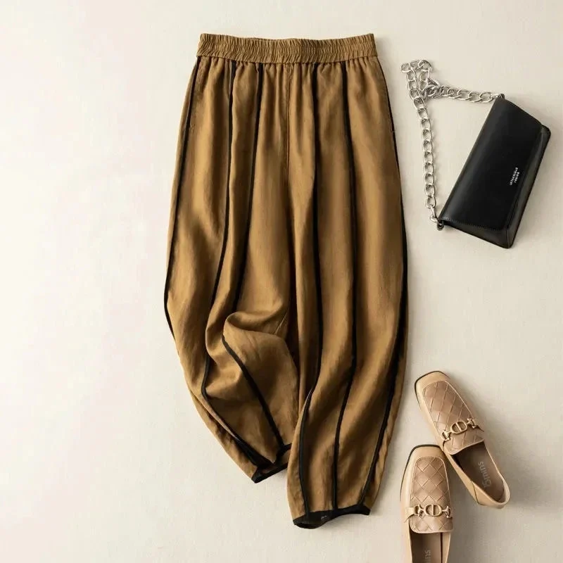 Muguette | Striped Linen Blend Wide Leg Pants