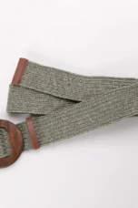 Woven Straw Belt, Wood Ring Buckle