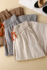 Odilia | Cotton Linen Drawstring Trousers