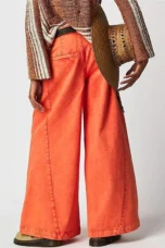 Tharsile | Pleated 100% Cotton Wide Jeans