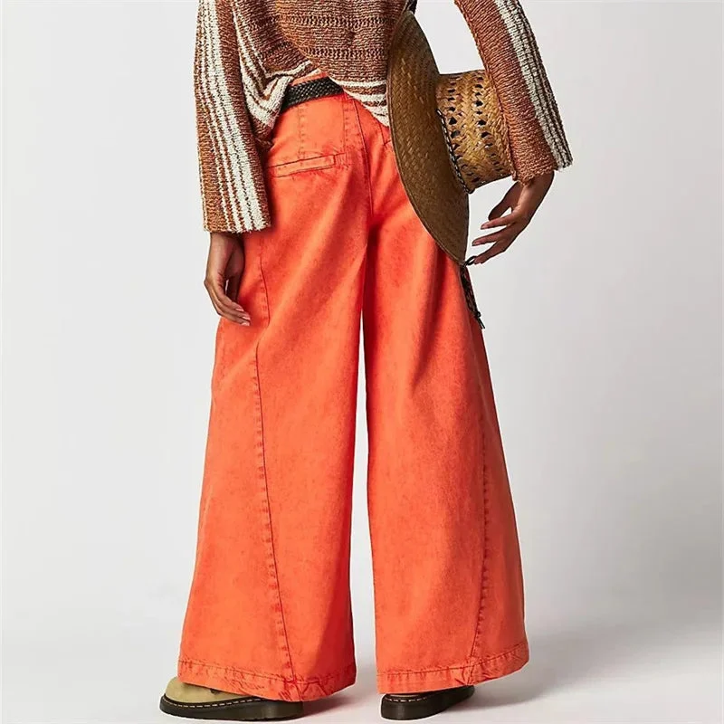 Tharsile | Pleated 100% Cotton Wide Jeans