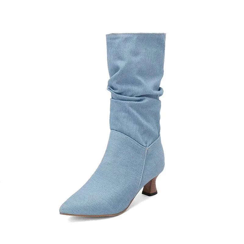 Agathe | Mid-Calf Slip-On Heel Boots
