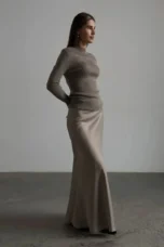 Deborah | Fishtail Hem Satin Maxi Skirt