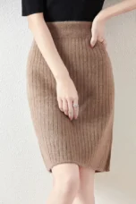 Rejeanne | Ribbed Merino Wool Midi Skirt