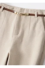 Adelia | 50% Wool Belted Wide Leg Trousers