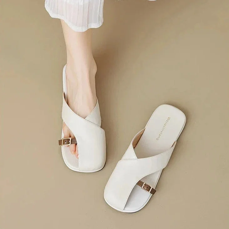 Luella | Sculpted Leather Footbed Sandals