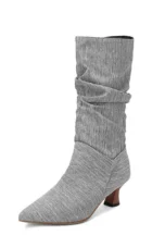 Agathe | Mid-Calf Slip-On Heel Boots