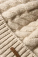 Hand-Knit Cashmere Beanie, Fur Pom