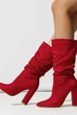 Therese | Pleated Suede Heel Boots