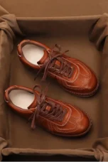 Nicoline | Leather Lace-Up Court Trainers