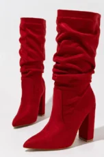 Therese | Pleated Suede Heel Boots