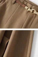 Adelia | 50% Wool Belted Wide Leg Trousers