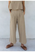 Olympie | Pleated Cotton Linen Culottes