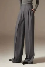 Octavie | Draped Cotton Wide Leg Trousers