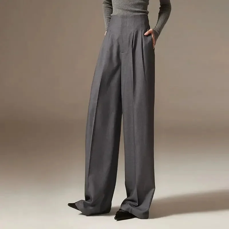 Octavie | Draped Cotton Wide Leg Trousers
