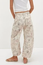 Celine | Printed Cotton Denim Wide Leg Jeans