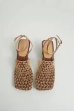 Alida | Braided Linen Square Toe Heels