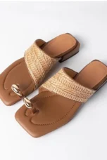 Amanda | Braided Raffia Toe Loop Sandals
