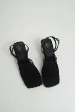 Alida | Braided Linen Square Toe Heels