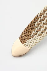 Woven Stretch Belt, Hooked Gold Buckle