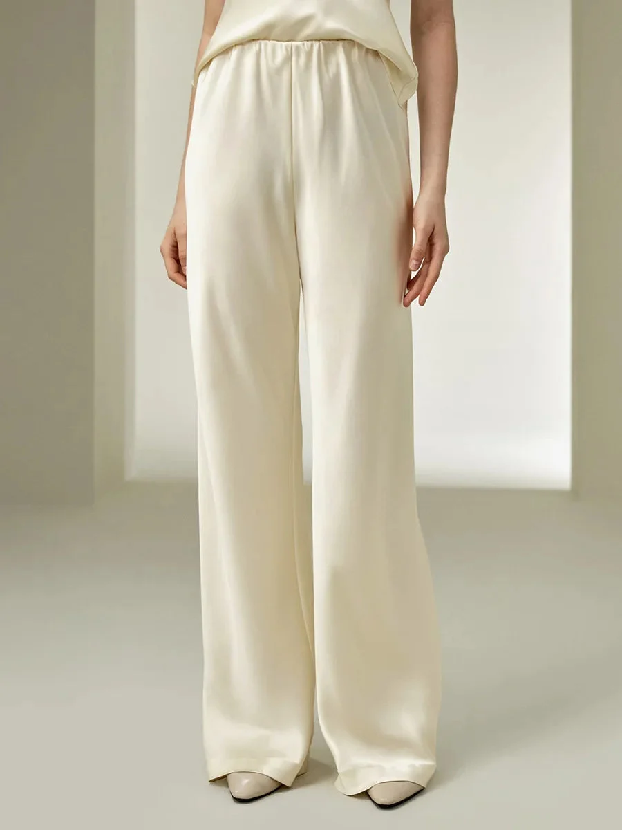 Seraphine | Satin Weave Wide Leg Trousers