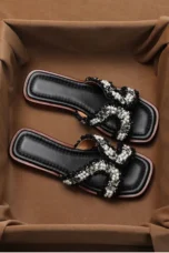 Inez | Pearl Detail Peep Toe Slides