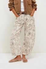Celine | Printed Cotton Denim Wide Leg Jeans
