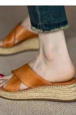 Antonine | Woven Leather Platform Slides