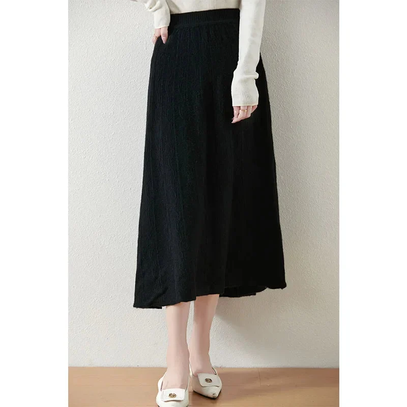 Olympia | Merino Wool Knit A-Line Skirt
