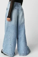 Tharsile | Pleated 100% Cotton Wide Jeans
