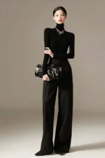 Octavie | Draped Cotton Wide Leg Trousers