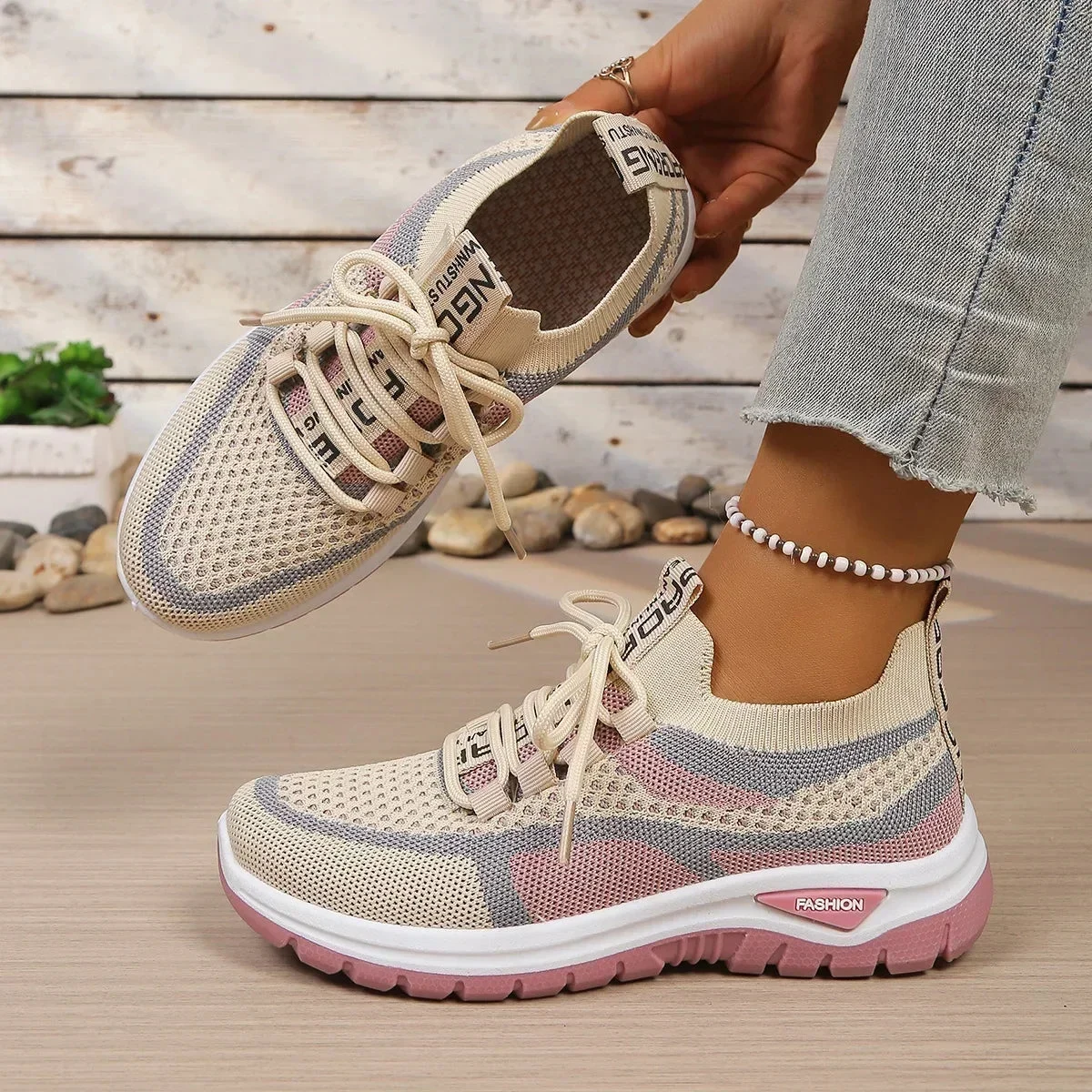 Lucille | Padded Collar Two Tone Sneakers