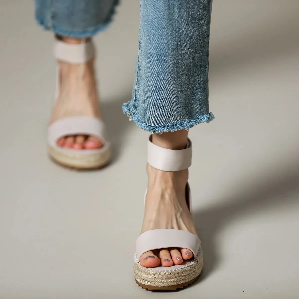 Zulma | Leather Strap Platform Espadrilles