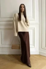 Deborah | Fishtail Hem Satin Maxi Skirt