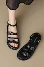 Mabel | Triple Buckle Leather Sandals