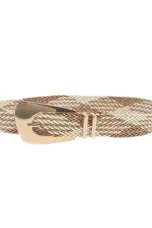 Woven Stretch Belt, Hooked Gold Buckle