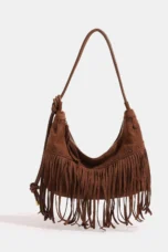 Suede Fringe Bag, Leather Seams