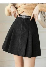 Gaetane | Pleated Corduroy Mini Skirt