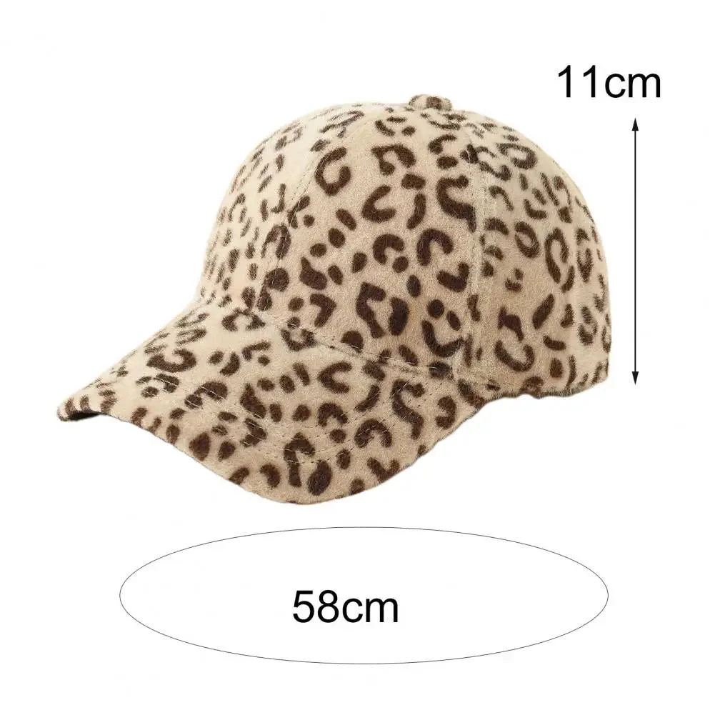 Plush Leopard Cap, Extended Brim