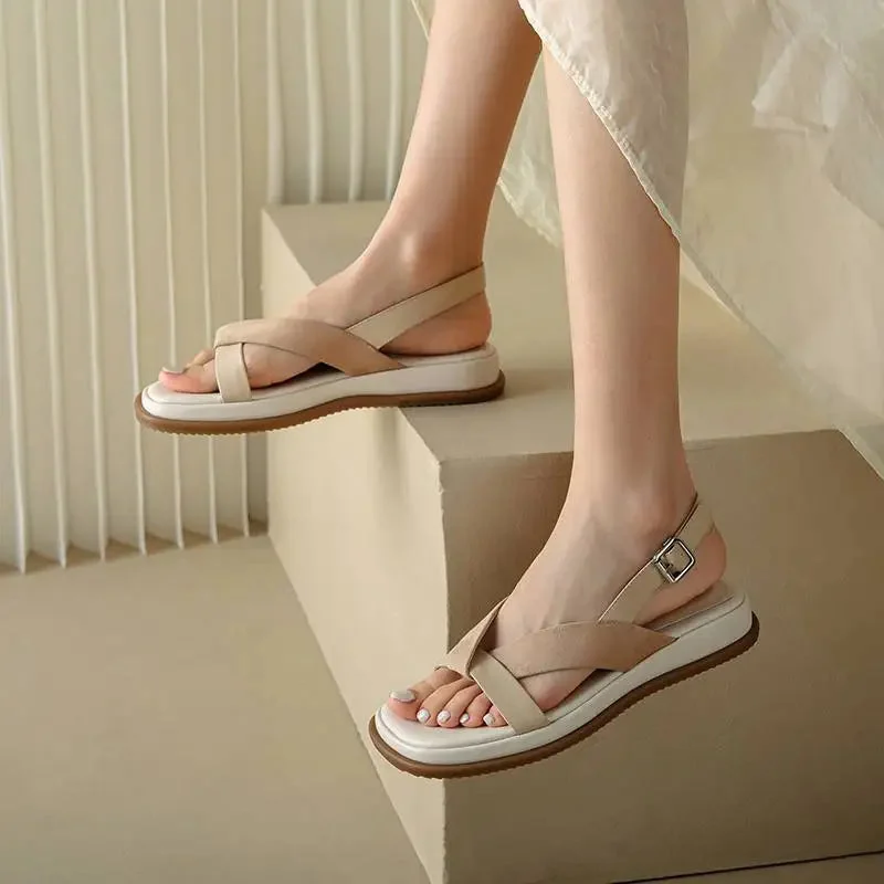 Maximilienne | Leather Low Platform Sandals