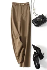 Adelia | 50% Wool Belted Wide Leg Trousers