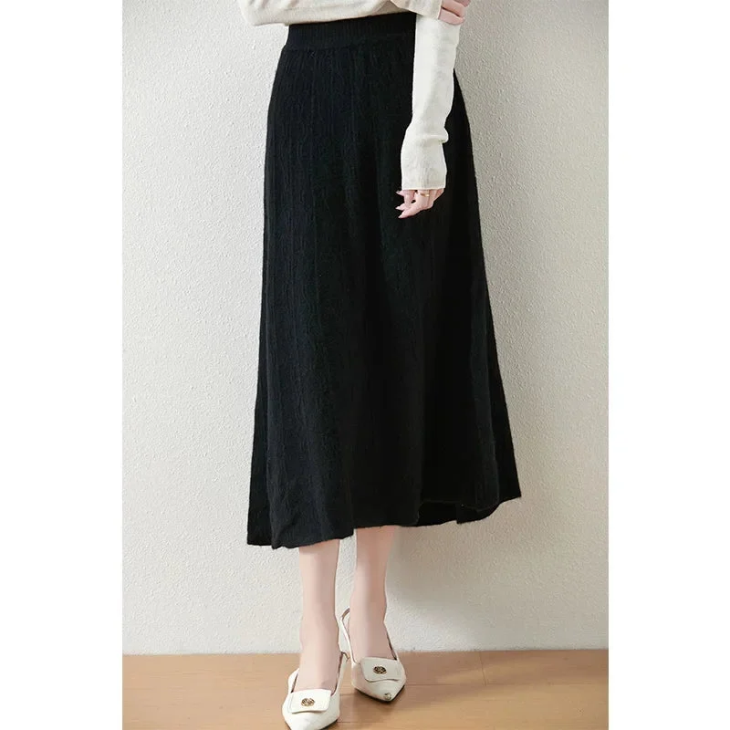 Olympia | Merino Wool Knit A-Line Skirt