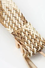Woven Stretch Belt, Hooked Gold Buckle