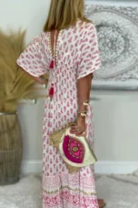 Aldina | Border Print V-Neck Maxi Dress