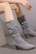 Agathe | Mid-Calf Slip-On Heel Boots