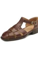 Arminda | Woven Leather T-Strap Sandals