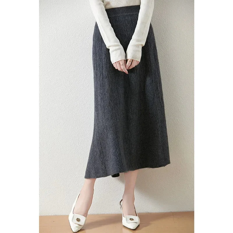 Olympia | Merino Wool Knit A-Line Skirt